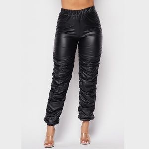 Faux Leather Joggers